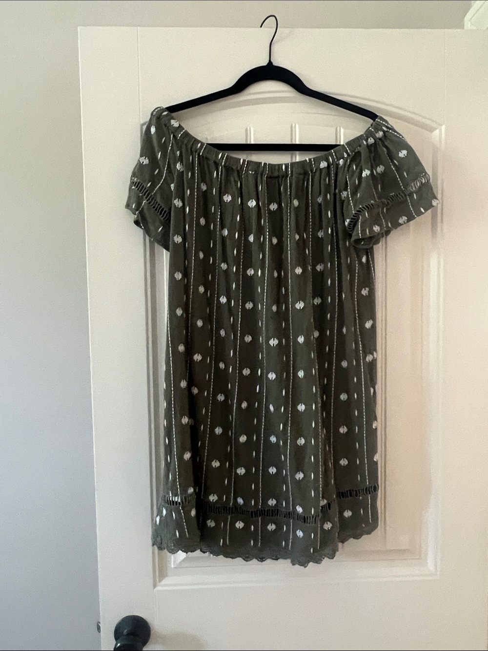 Olive Off-Shoulder Floral Mini Dress top shop size us 4